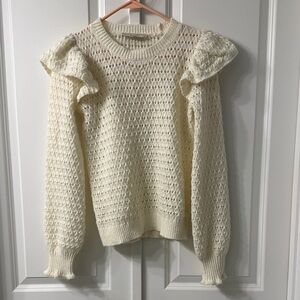Logt Elegant Cream Sweater with Ruffle Details